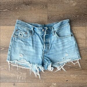 Levi's Blue Jean Shorts Distressed